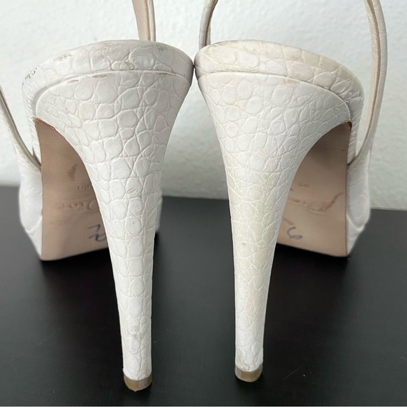 Christian Dior Vintage Croc Embossed Peep Toe Pumps Sling Back - Picture 9 of 14
